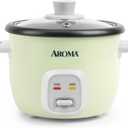 AROMA Mini Rice Cooker, 2-Cup (Uncooked) / 4-Cup (Cooked), Grain Cooker, Soup Maker, Oatmeal Cooker, Auto Keep Warm, 1 Qt, Light Green