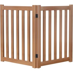 Wooden Freestanding Foldable Dog Gate, 24 Inch Height 2 Panel Pet Gate No Drill for Doorways Stairs, Fully Assembled Indoor Puppy Fence (Brown, 40" W x 24" H)