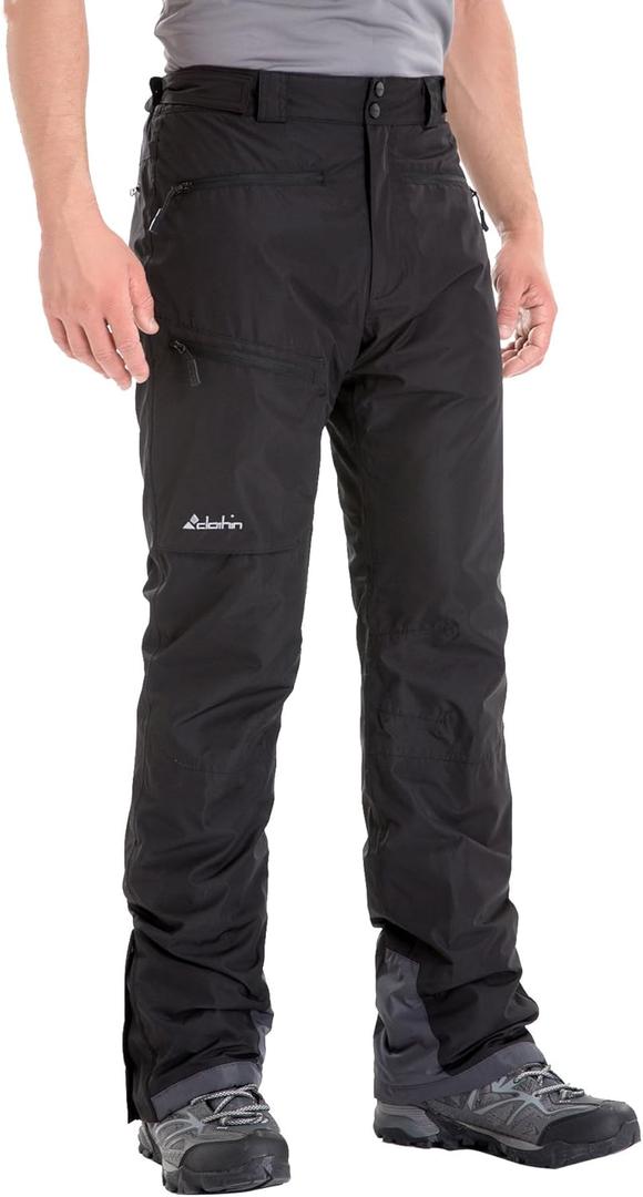 clothin Men's Insulated Ski Pant Fleece-Lined Waterproof Snow Pants (Medium, Black)