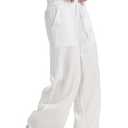 KYAL Womens Summer Palazzo Pants High Waist Wide Leg Lounge Trousers Lightweight Drawstring Elastic Waist Loose (X-Small, Kyal-20240051-denim)