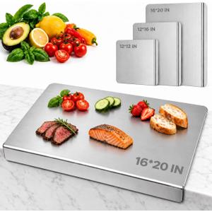 Titanium Cutting Board With Lip, 100% Pure Titanium Cutting Boards for Kitchen Non-Toxic Dishwasher Safe Chopping & Kneading Board for Dough/Meat/Vegetable/Fruit/Bread/Baking Gift-Ready(1PC-16X20 IN), XXXX-Large
