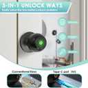 Smart Fingerprint Door Lock for Bedroom, Keyless Entry Door Knob with Handle, Biometric Front Door Lock with App & Backup Keys for Home, Apartment, Office, Hotel (Black)