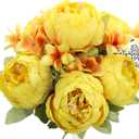 Duovlo Artificial Peony Silk Flowers Fake Flowers Vintage Wedding Home Decoration,Pack of 1 (Yellow) (20.87*3.5)