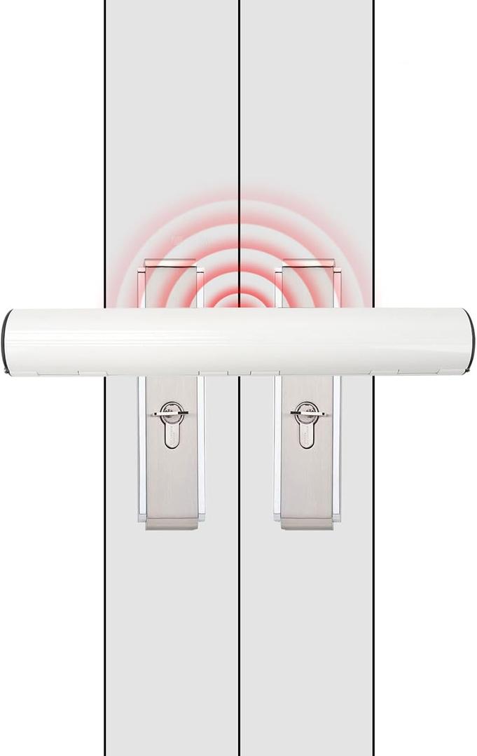 French Door Security Keyless French Patio Door Security Lock Aluminum Alloy Double Door Easy Install Double Door Handle Lock Only Works with 2 Horizontal Handles (with Alarm)