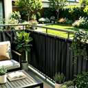 3' x 15' Dark Gary Waterproof Balcony Privacy Screen Cover PU Polyester Fabric Material Height Shield for Deck, Patio, Backyard, Outdoor Pool, Porch, Railing