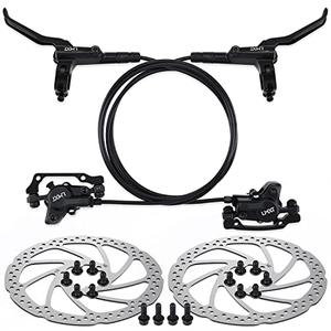 TOBWOLF 1 Pair MTB Disc Brake Set, Hydraulic Disc Brake Kit with 160mm Rotors, Left Front 81cm & Right Rear 147cm, Aluminum Oil Pressure Calipers Levers for Mountain Bike E-Bike Fat Bike Road Bike