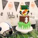 3 x Football Acrylic Birthday Cake Topper Cheer to Rugby Touchdown Cake Decorations for Football Tailgates Sport Themed Game Day Party Supplies
