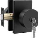 Goldenwarm KeyedAlike Exterior Door Knob with Key, Zinc Alloy Matte Black Door Knob Exterior, Locking Doorknob with Lock and Key, Bedroom (1 Pack)