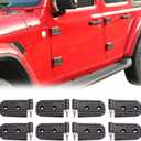 JL Door Hinges for Jeep, Replacement Original Factory Door Hinge Sleeve for 2018-2023 Jeep Wrangler JL JLU Sports Sahara Rubicon Gladiator JT Accessories 4 Door, Aluminum,8 Pcs, Black