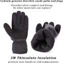 SKYDEER Women's Winter Warm Deerskin Suede Gloves With Polar Fleece and Thermal Insulated 3M Thinsulate Insulation (SD8663T) (Black, M)