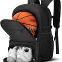 Basketball Backpack - Large Sports Equipment Bag with Ball Holder & Shoe Compartment, Sport Bags for Basketball, Soccer, Volleyball, Gym, School and Travel (Black)