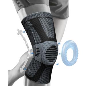 NEENCA Professional Knee Brace for Pain Relief, Medical Knee Compression Sleeve, Knee Support with Horizontal Knit Tech for Meniscus Tear, ACL, Arthritis, Joint Pain, Runner, Workout- FSA/HSA APPROVED (Large, Upgraded Version - Gray Black)