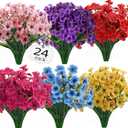 24Bundles Artificial Flowers for Indoor,No Fade Fake Plastic Flowers Faux Plants for Decoration Hanging Planters Garden Porch Window Box Home Wedding Farmhouse (Small Flower)