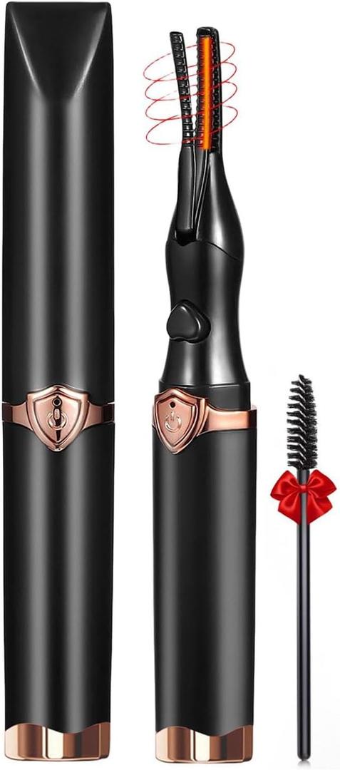 Heated Eyelash Curler, 2-in-1 Clip-Type Design, 3 Temperature Modes, USB Rechargeable Electric Eyelash Curler, Natural Curling 24H Long-Lasting Curl, Gift for Women & Girls, Brown Black-AA