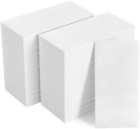 FOCUSLINE 40pcs Disposable Bathroom Napkins, Linen-Feel Paper Guest Towels, Soft and Absorbent Paper Hand Towels Party Napkins for Bathroom, Kitchen, Dinner, or Event, White, 12" x 17"