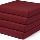 Outdoor Chair Cushions Set of 4 Fade Water Resistant, Patio Furniture Cushions with Non-Slip Ties,Square Cushions for Outdoor Furniture and Lawn Dining Chairs, 18.5 x 16 x 3, Burgundy