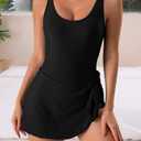 Eomenie One Piece Swimdress Swimsuits for Women Tummy Control Swim Dresses Skirt Bathing Suit (Black, L)
