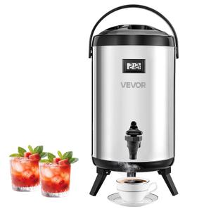 VEVOR Insulated Beverage Dispenser, With Spigot and Temp Display, Silver
