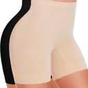 BESTENA Shapewear Shorts,Mid-Waist Body Shaper Shorts,Womens Shapewear Tummy Control,Seamless Shapewear for Under Dresses (Large, 2x-Black+Nude)