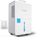 Gasbye 4500 Sq. Ft. Energy Star Dehumidifier for Basement with Drain Hose, Max 115 Pints/Day Dehumidifier for Large Room, Powerful Humidity Control, Easy Drainage, Auto-restart, White
