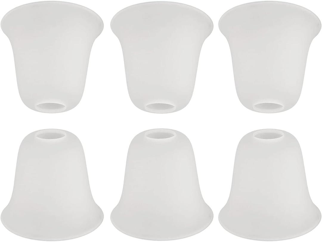 Giluta 6 Pack Bell Shaped Glass Shade Replacement Frosted Light Fixture Shades for ceiling fan light wall light,Lipless with 1-5/8-inch Fitter Opening