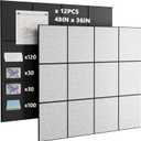 Large Cork Board Alternative 48"x36" 12-Pack Felt Wall Tiles w/Damage-Free Removable Adhesive Tabs, Cork Tiles Alternative Cork Boards for Walls Cord Board, Office Pin Board w/Versatile Pins