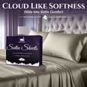 SLEEP SANCTUARY Satin Sheets King Size 4 Piece Luxury Silky Bed Set, Softer Than Silk, 15" Deep Pocket, Cooling & Wrinkle-Free, Moisture-Wicking & Breathable for Hair & Skin (Taupe)