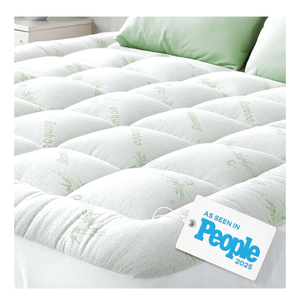 Ultra Soft Queen Size Mattress Topper - Viscose Made from Bamboo Pillow Top Mattress Pad for Back Pain Relief - Naturally Cooling for Hot Sleepers, Green