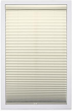DEZ FURNISHINGS Cordless 1" Light Filtering Pleated Shade, Fabric, 35"W x 64"H, Ecru