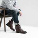 Jousen Men's Chukka Boots Lace-Up Mid-Calf Leather Dress Boots (Brown, L) 11.5