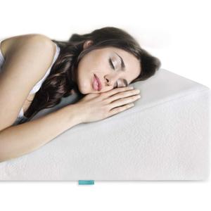 Bed Wedge Pillow Gel Memory Foam Top - Cooling Elevated Support Cushion for Lower Back Pain, Acid Reflux, Heartburn, Allergies, Snoring - Ultra Soft Breathable Cover (10 Inch Wedge)