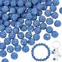 PH PandaHall 50pcs 10mm Blue Rhinestones Beads Pave Disco Ball Clay Beads Polymer Clay Rhinestone Beads Round Crystal Diamond Beads for Baseball Necklace Bracelet Earring Jewelry Making Christmas