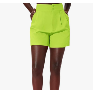CRTGW Shorts for Women Neon Orange High Waist Shorts (Color : Lime Green, Size : X-Small)