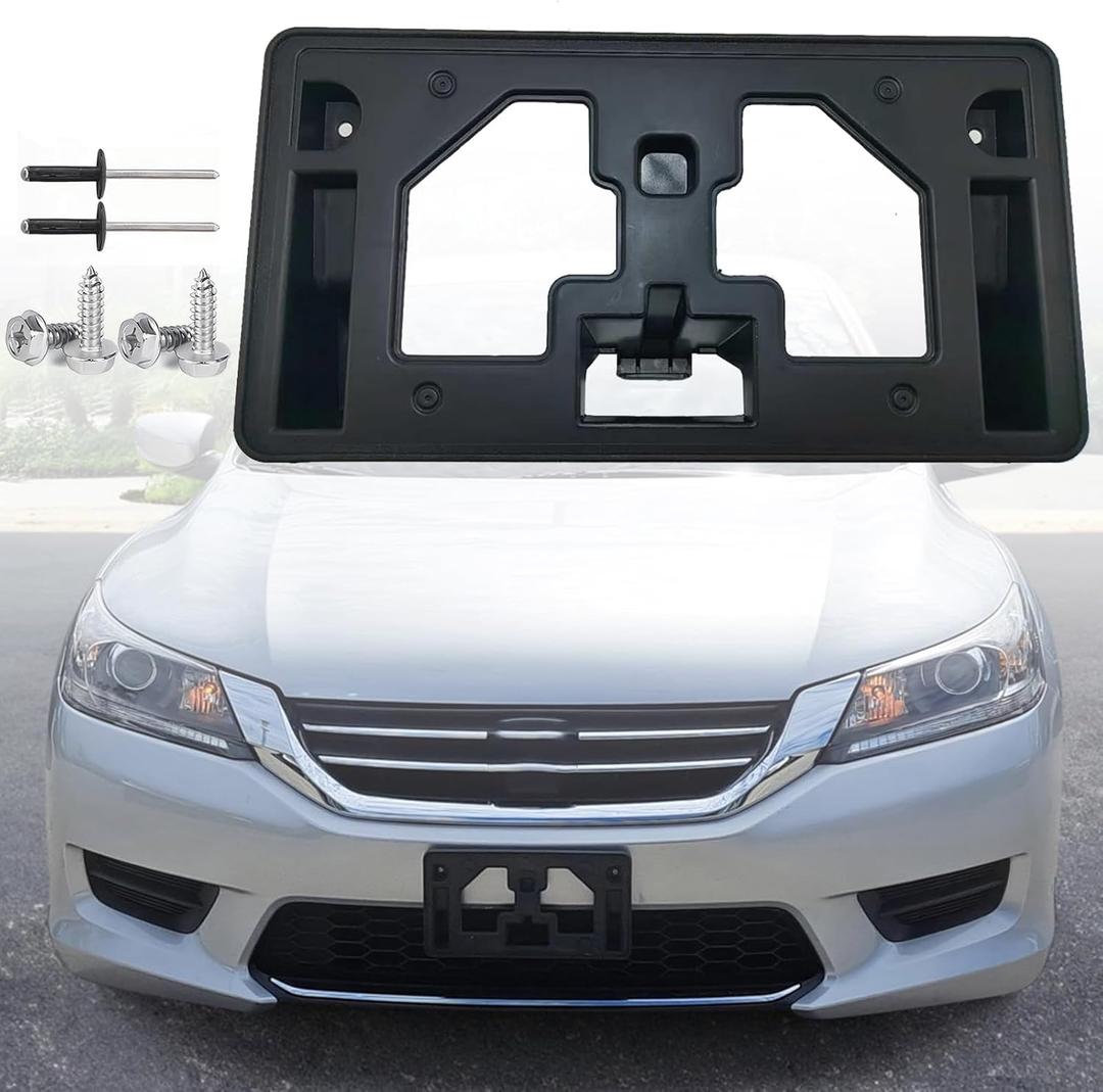 FASTCHE Front Bumper License Tag Plate Frame Bracket Holder Compatible with 2013 2014 2015 Honda Accord Replace # HO1068113 71145T2AA00