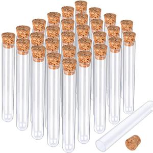 HNYYZL 30Pcs Clear Plastic Test Tubes with Cork 7ml, Good Seal for Jewelry Seed Beads Powder Spice Liquid Storage, Lab Use or Decoration