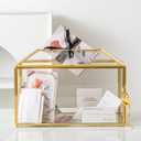 12.6" x 6" x 9" Wedding Card Box with Slot and Lock, Glass Card Holder for Party Reception, Centerpiece, Home Decorative, Gold (Glass Box Only) Slot Length 7.3 Inche