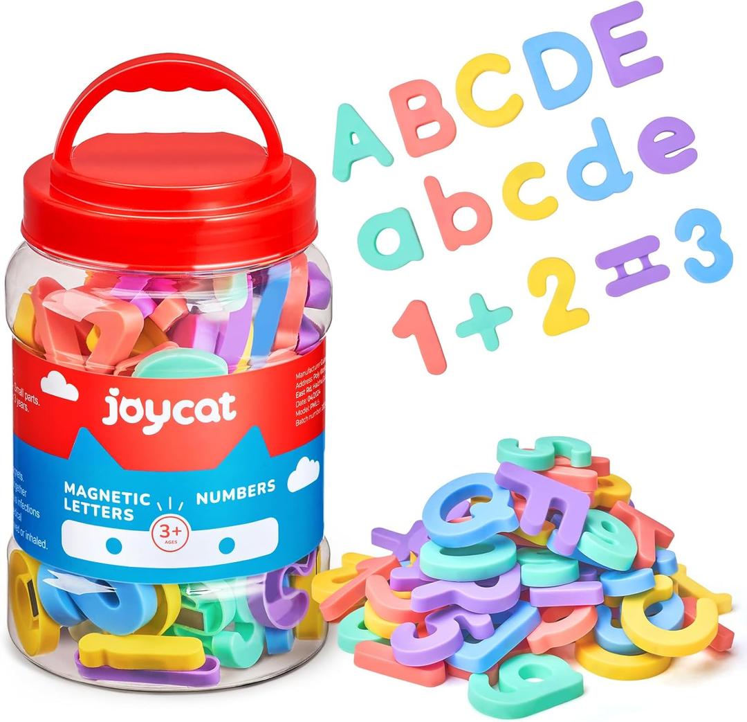 JoyCat Magnetic Letters and Numbers, ABC 123 Alphabet Fridge Magnets for Toddlers & Kids, Preschool Educational Learning Plastic Refrigerator Toy Set, Uppercase & Lowercase, Math Symbols (78 PCS)