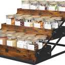 3 Tier Spice Rack Organizer for Cabinet, Foldable Spice Rack for Countertop, Cabinet Drawers Rustic Wooden Seasoning Spice storage for Kitchen Station, Pantry, Home - 1PC