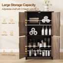 Bathroom Storage Cabinet, Floor Cabinet with 4 Fluted Doors and 2 Adjustable Shelves Wooden Tall Freestanding Organizers and Storage,Black