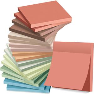 (18 Pack) Sticky Notes 3x3 in Post, Vintage Colors, Sticky Pads, Strong Adhesive, Recyclable, Self-Stick Pads, Easy to Post for Home, Office, Notebook