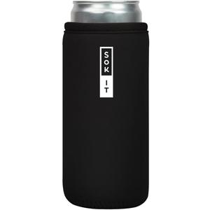 Sok It CanSok Sleeve for Beer & Soda Insulated Neoprene Cover (Black, 12oz Slim Can Sleeve) 