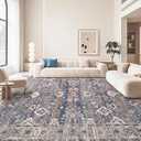 RIMAYA 8x10 Machine Washable Area Rug, Large Ultra Soft Rugs with Non-Slip Backing & Durable Edge Binding, Vintage Fluffy Indoor Low-Pile Carpet for Living Room, Bedroom, Dinning Room, Kitchen Room