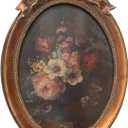 Small 5x7 Vintage Picture Frame, Oval Bow Antique Ornate Frame 5 X 7 with Glass Front, Luxury Tabletop & Wall Hanging, Antique Wall Decor(Antique Bronze)