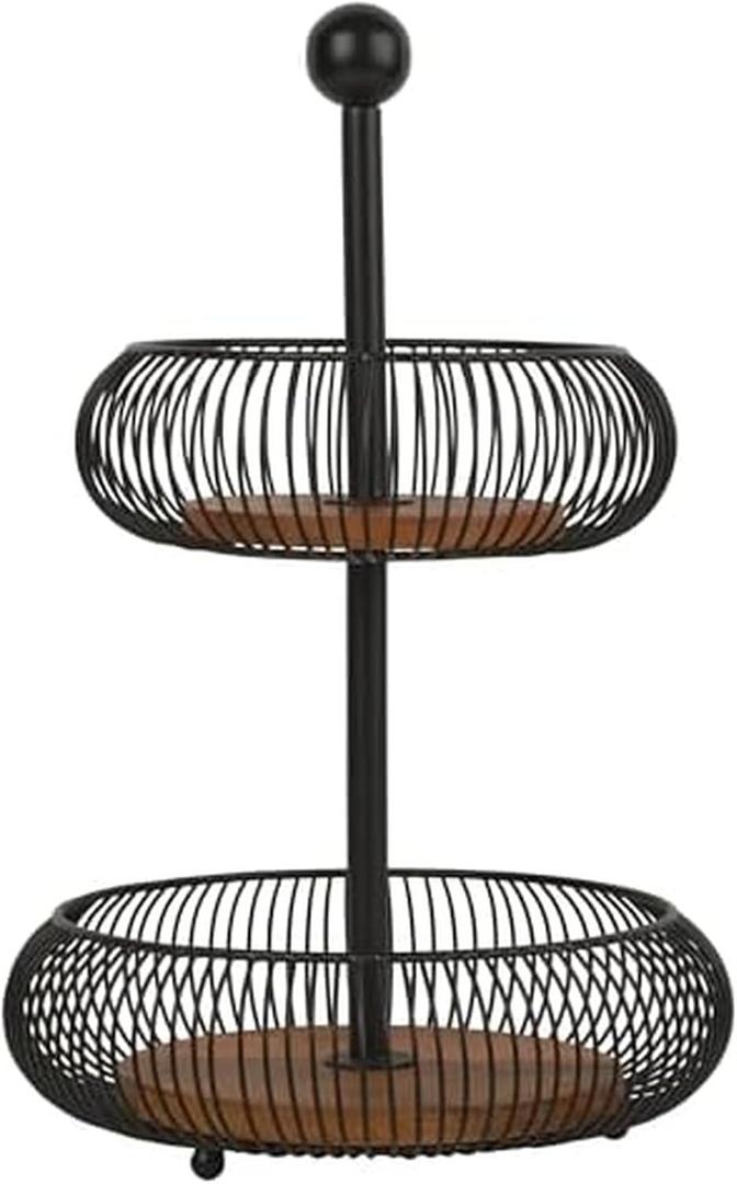 Gourmet Basics by Mikasa Westfield Fruit Kitchen Bathroom Storage Basket, 2 Tier