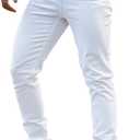 Heyfanee Mens Slim Fit Jeans Stretch Denim Pants for Men (White, M)