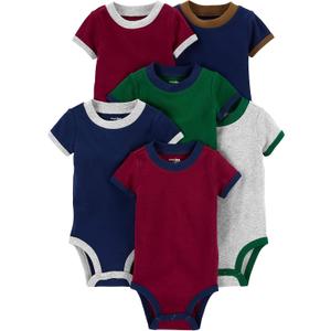 Simple Joys by Carter's Baby-Boys 6-Pack Short-Sleeve Bodysuit (Burgundy/Green/Navy), 24 months