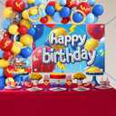 Cartoon Birthday Party Decorations Set - Red Yellow Blue Balloons Arch with Background for Boys Girls Kids