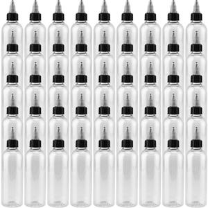 JAPCHET 50 Pack 5oz Empty Plastic Squeezing Bottles, 150ml Plastic Bottles with Twist Top Cap, Clear Condiment Squeeze Bottles for Oil, Ketchup, Mustard, Sauces, Dressing, Art, Crafts and More