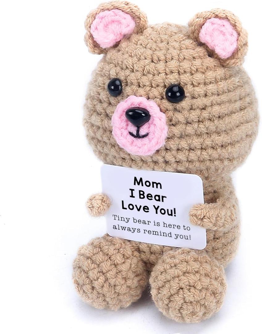 2 x Funny mom Gifts - Mom I Bear Love You Crochet Bear, Adorable for Birthday, Mother's Day, Valentine's Day, Christmas, Thanksgiving(Mom)