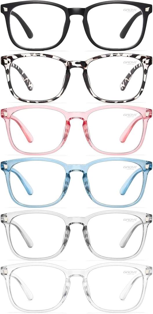 Gaoye Blue Light Glasses for Computer & Gaming - Anti UV Ray Lenses, Scratch-Resistant & Comfort Fit (6-pack Mix)